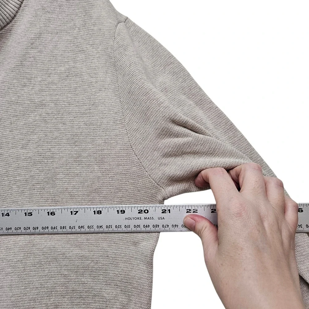 Next Quarter Zip Sweater Mens Small Taupe‎ Cotton Textured Mock Neck Casual
